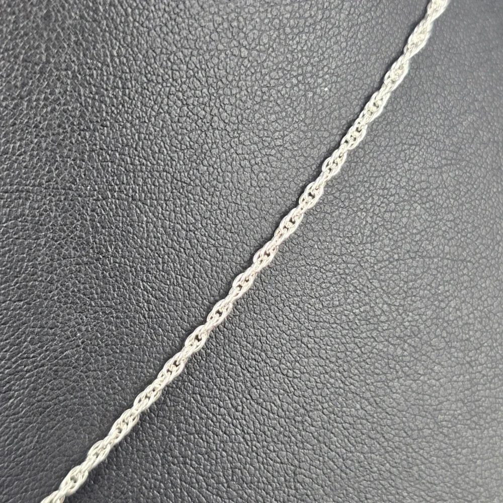 Sterling Silver 925 Double Teardrop Dangle Pearl Pendant Rope Chain Necklace 16